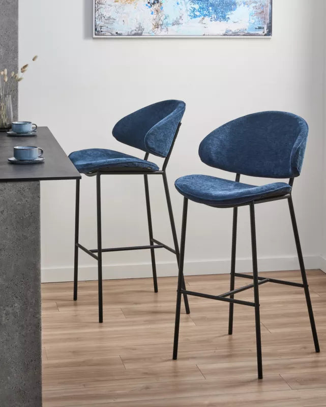 Barstol Kiana 49x59x104 cm Mørkeblå Sæt af 2