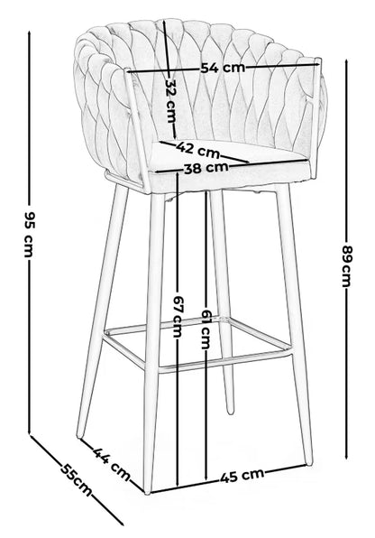Barstol Latina 54x55x95 cm Lysegrå Fløjl