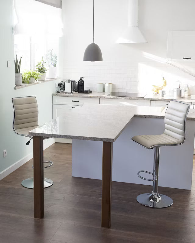 Barstol Lucerne Drejelig Kunstlæder Beige 2 Stk