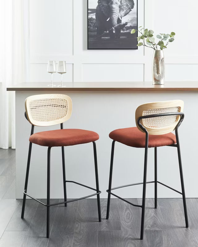 Barstol Mayetta 45x43x90 cm Rattan Sæt af 2
