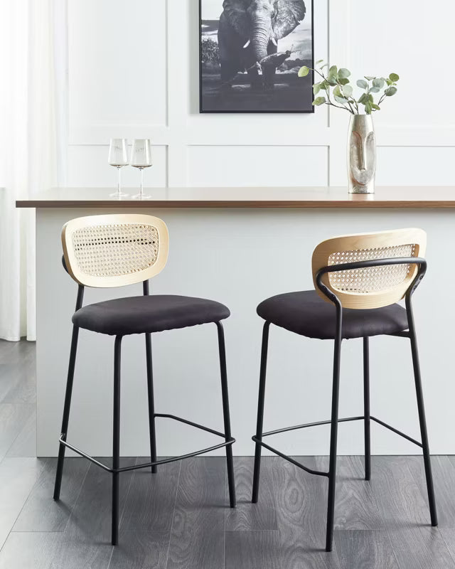 Barstol Mayetta 45x43x90 cm Rattan Sæt af 2