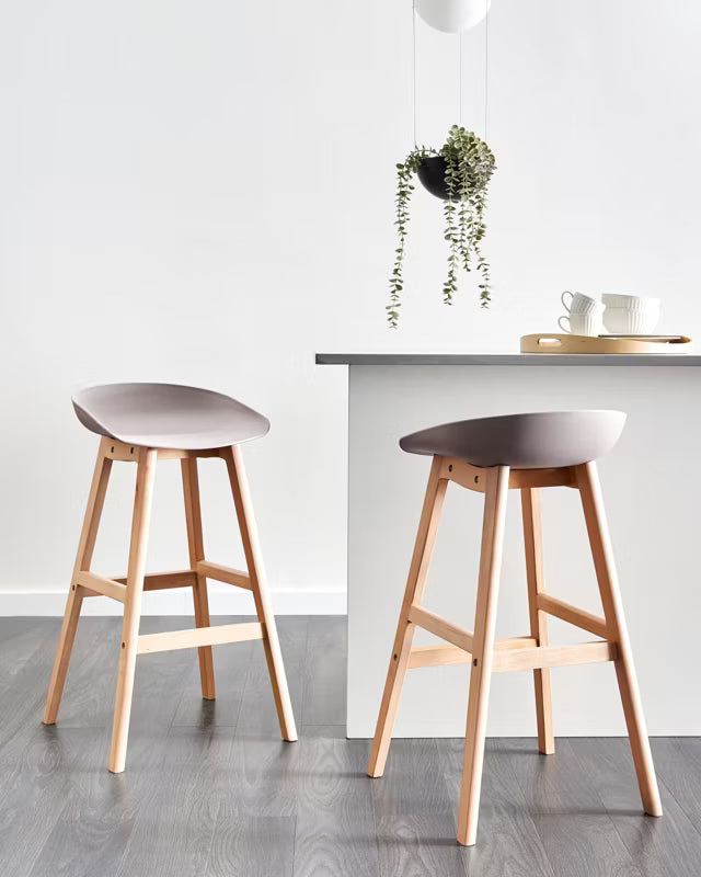 Barstol Micco 42x46x85 cm Beige Træ 2 Stk.