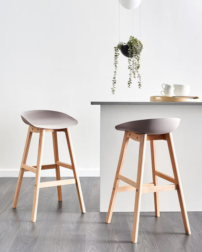 Barstol Micco 42x46x85 cm Beige Træ 2 Stk.