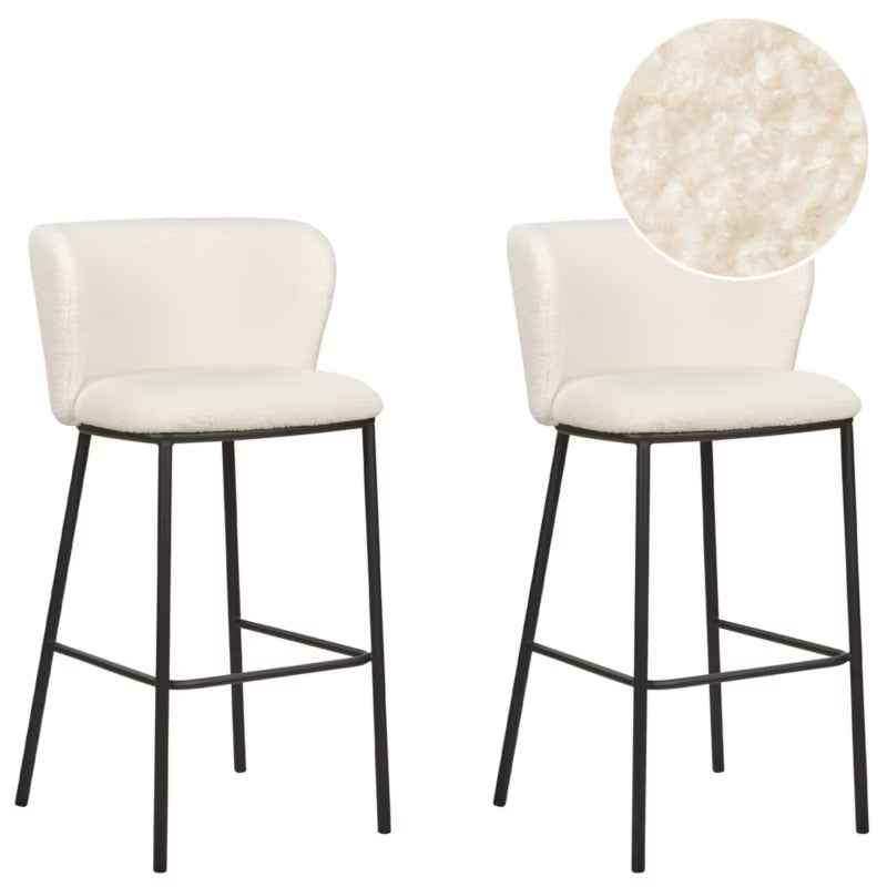 Barstol Mina Bouclé Hvid 2-Pak