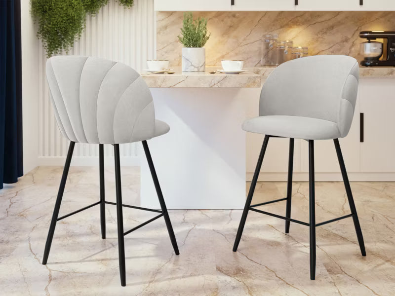 Barstol Polstret 51x51x105 cm Perle Sort Stål