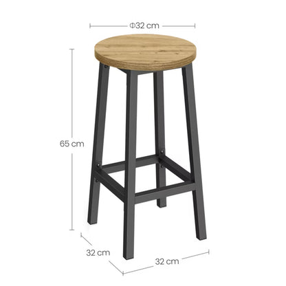 Barstol Rund Ø32x65 cm Artisan Eg og Sort Stål