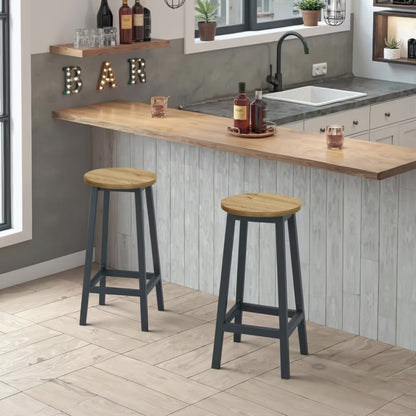 Barstol Rund Ø32x65 cm Artisan Eg og Sort Stål