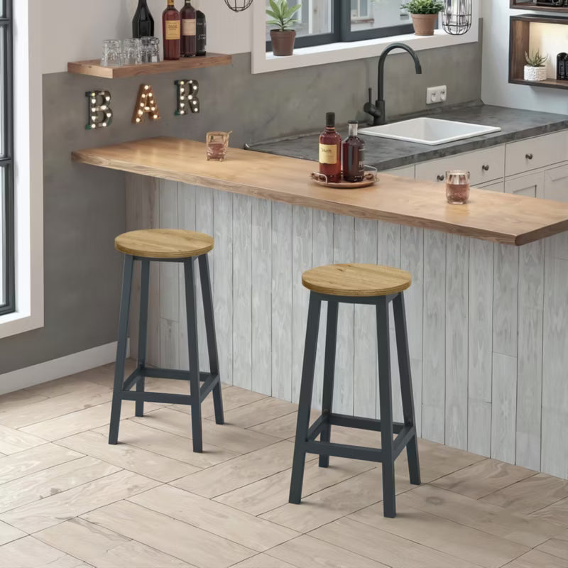 Barstol Rund Ø32x65 cm Artisan Eg og Sort Stål