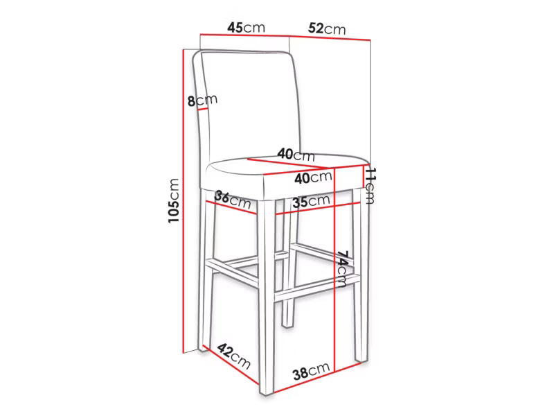 Barstol S95 45x52 cm Bøgetræ