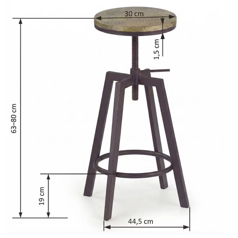 Barstol Sadini Justerbar 30x30x80 cm Sort