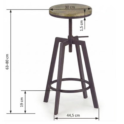 Barstol Sadini Justerbar 30x30x80 cm Sort