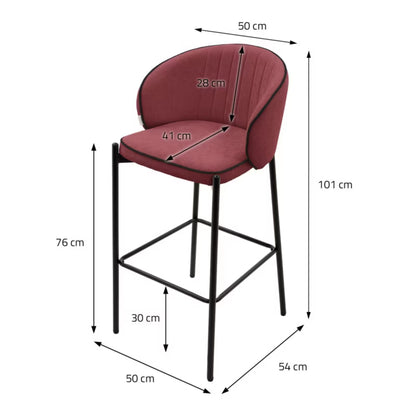Barstol Sæt 2 Stk 76 cm Rød