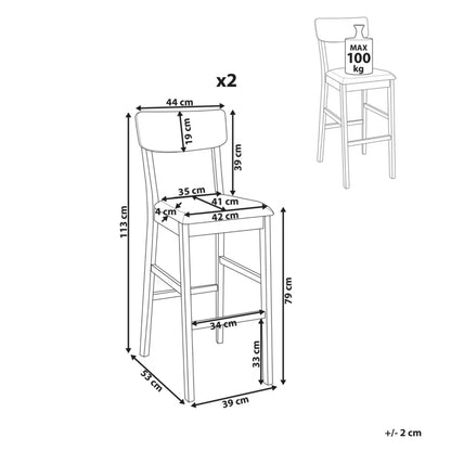 Barstol Sæt af 2 Ambler 44x53x113 cm Grøn