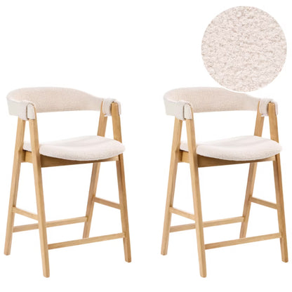 Barstol Sæt af 2 Bouclé Lys Brun og Beige