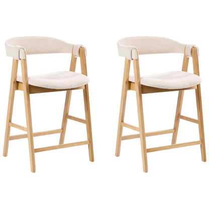Barstol Sæt af 2 Bouclé Lys Brun og Beige
