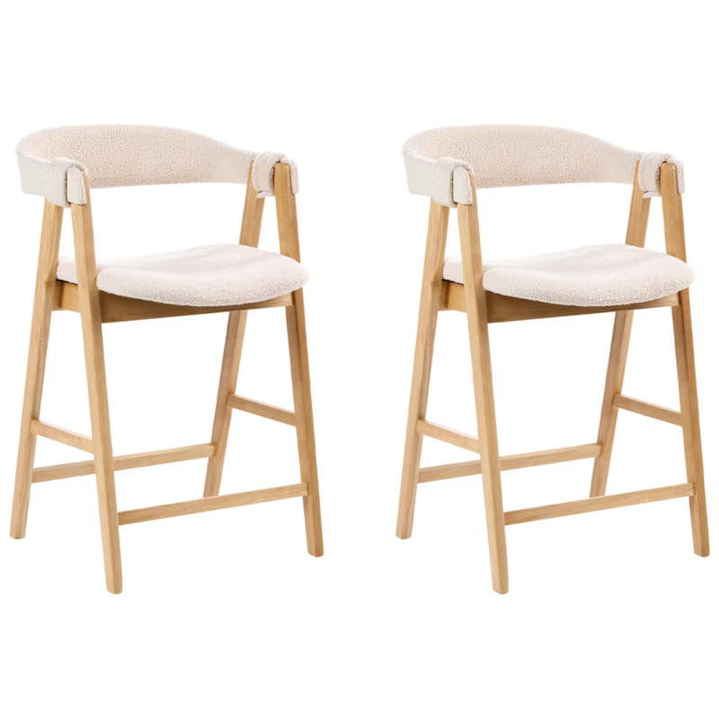 Barstol Sæt af 2 Bouclé Lys Brun og Beige