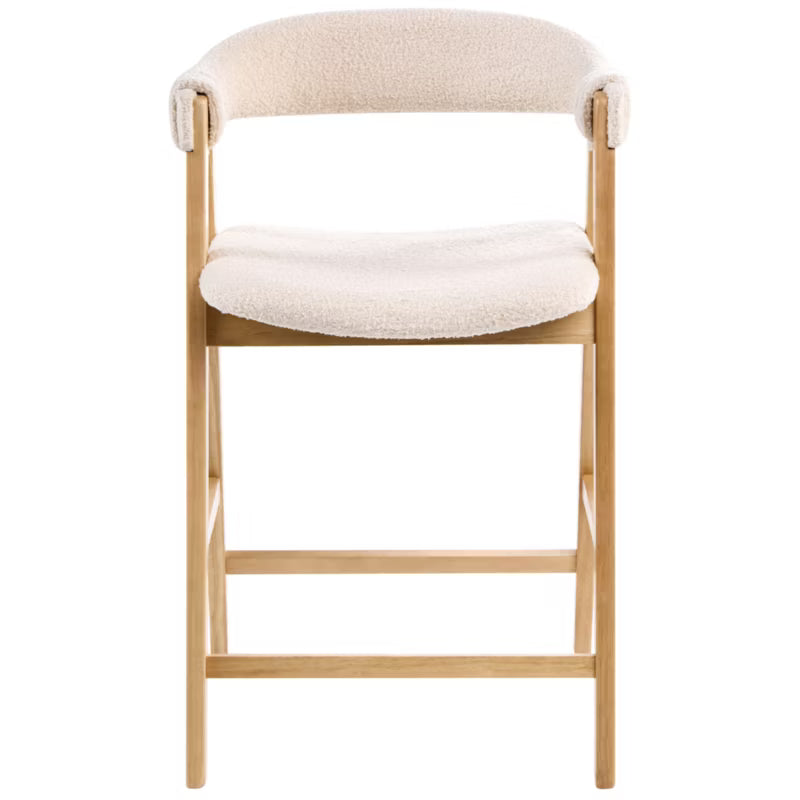 Barstol Sæt af 2 Bouclé Lys Brun og Beige