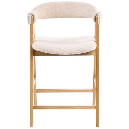 Barstol Sæt af 2 Bouclé Lys Brun og Beige