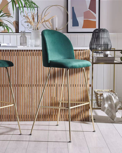 Barstol Sæt Arcola Velour Guld