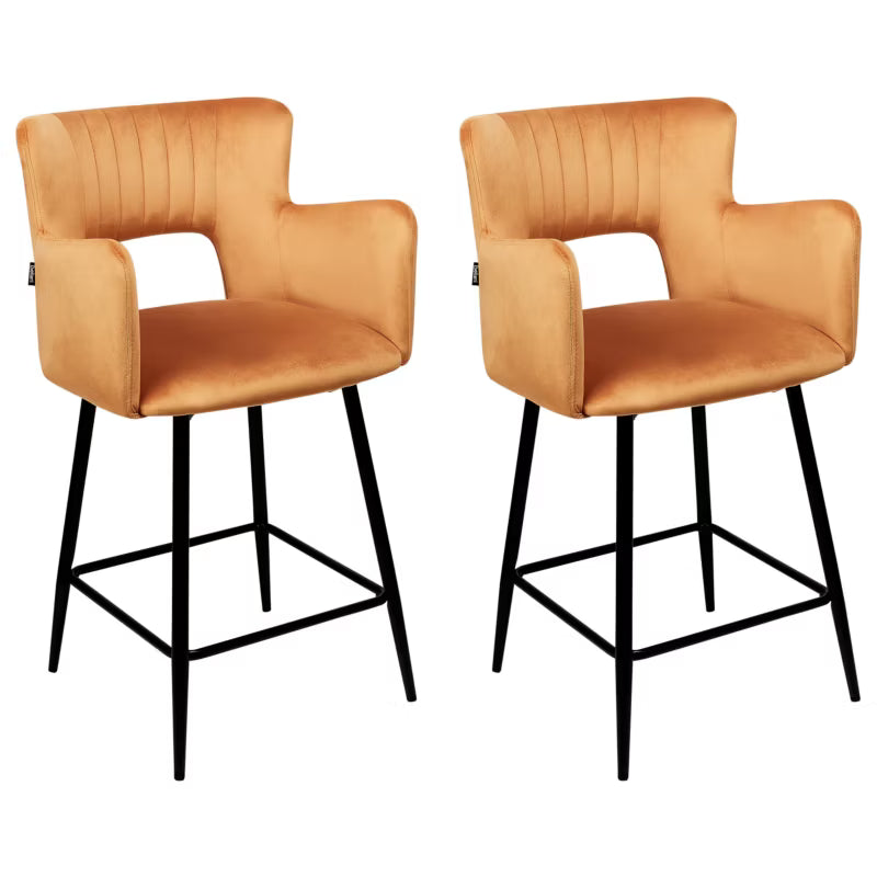 Barstol Sæt Med 2 Sanilac Velour Orange