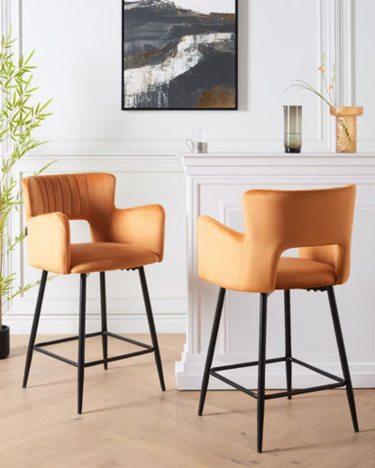 Barstol Sæt Med 2 Sanilac Velour Orange