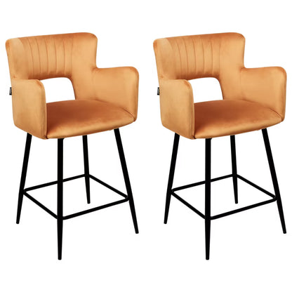 Barstol Sæt Med 2 Sanilac Velour Orange