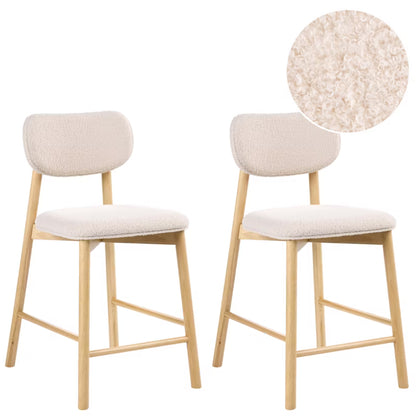 Barstol Sæt Mills 51x61x96 cm Bouclé Beige