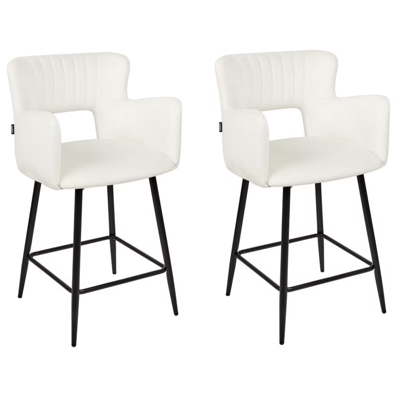 Barstol Sanilac 51x44x91 cm Hvid Velour 2 Stk