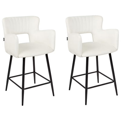 Barstol Sanilac 51x44x91 cm Hvid Velour 2 Stk