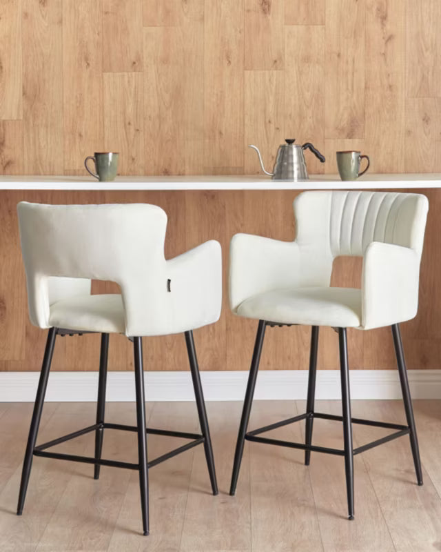 Barstol Sanilac 51x44x91 cm Hvid Velour 2 Stk