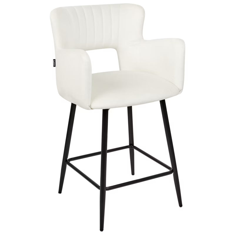 Barstol Sanilac 51x44x91 cm Hvid Velour 2 Stk