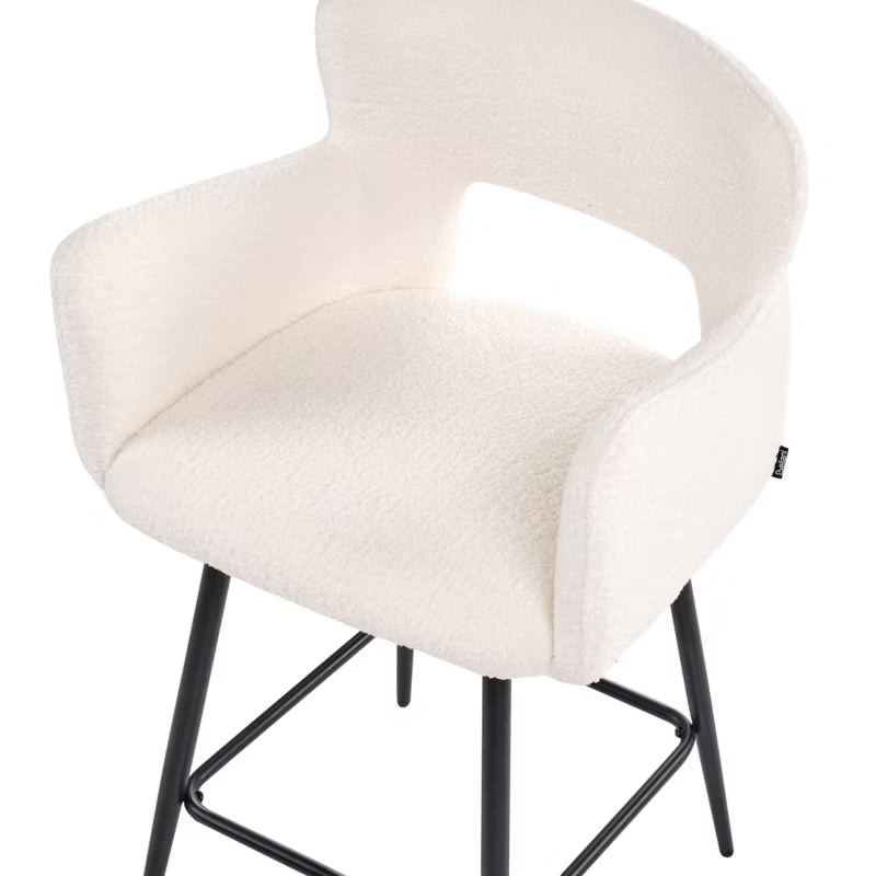 Barstol Sanilac Bouclé Hvid 2 Stk.