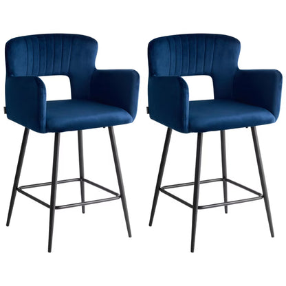 Barstol Sanilac Velour Sæt af 2 Mørkeblå