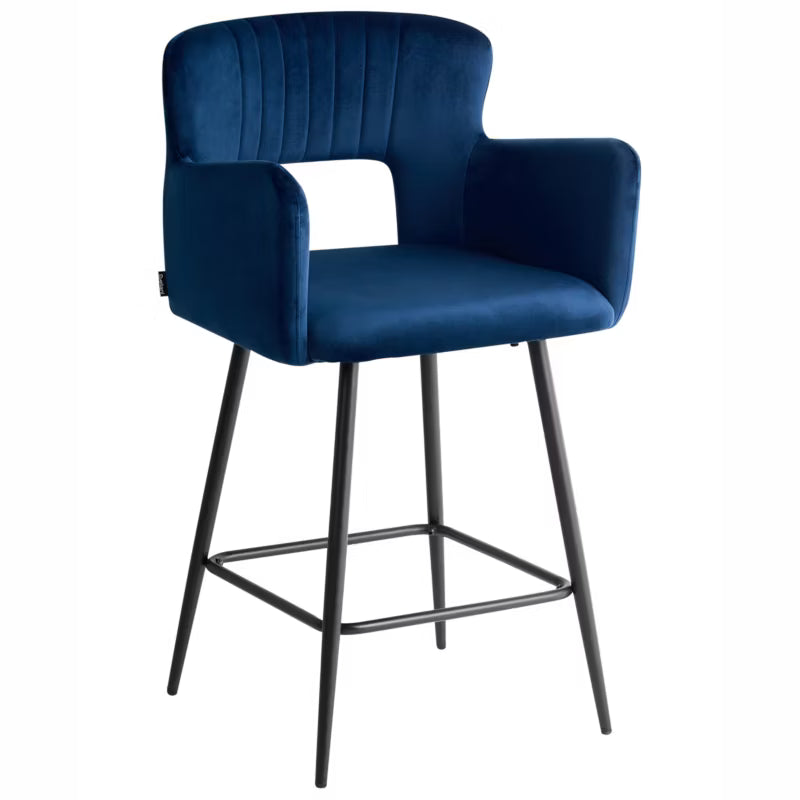 Barstol Sanilac Velour Sæt af 2 Mørkeblå