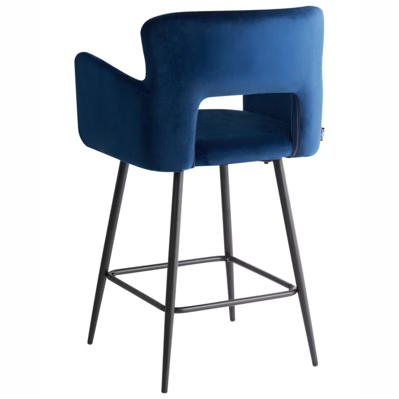 Barstol Sanilac Velour Sæt af 2 Mørkeblå