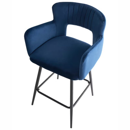 Barstol Sanilac Velour Sæt af 2 Mørkeblå