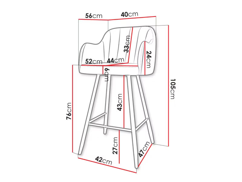 Barstol SH1 52x56x105 cm Duegrå
