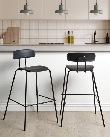 Barstol Sibley 53x52x95 cm Sort Sæt af 2