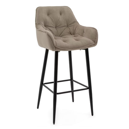Barstol SIENA Mørk Beige Fløjl med Armlæn