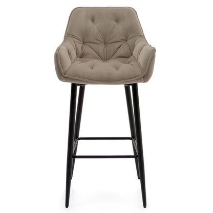 Barstol SIENA Mørk Beige Fløjl med Armlæn