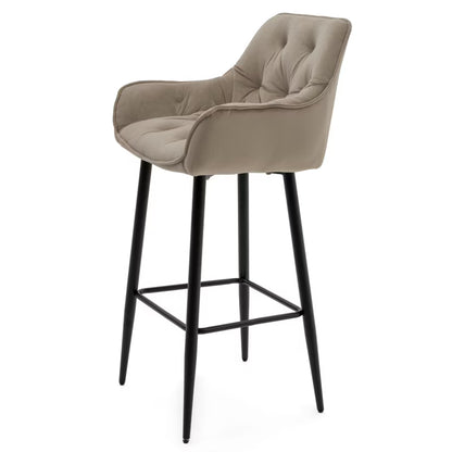 Barstol SIENA Mørk Beige Fløjl med Armlæn