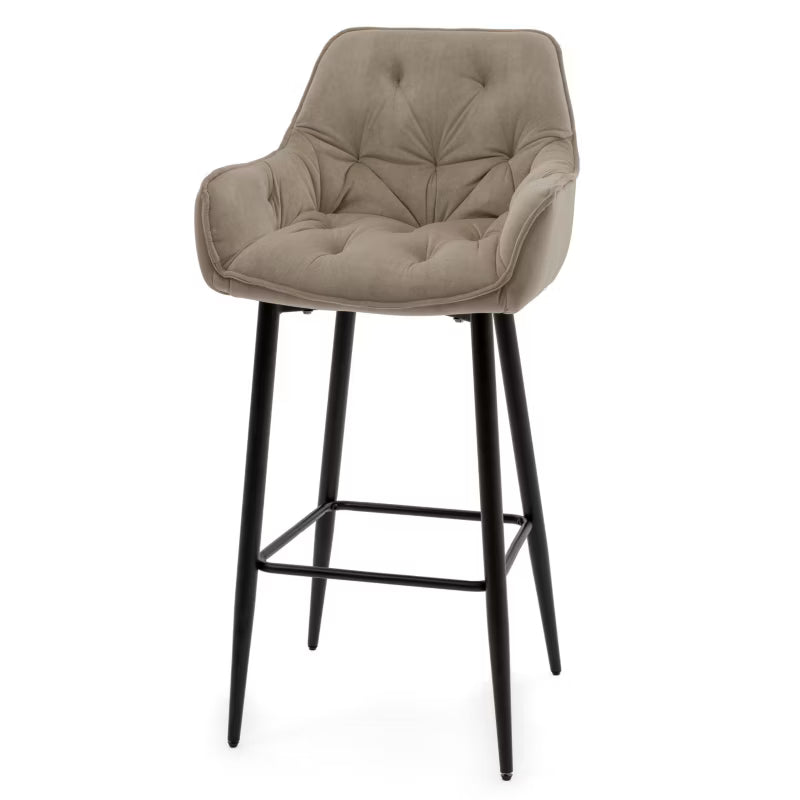 Barstol SIENA Mørk Beige Fløjl med Armlæn