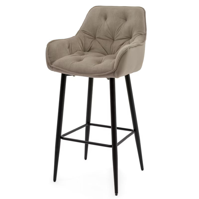 Barstol SIENA Mørk Beige Fløjl med Armlæn