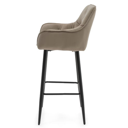 Barstol SIENA Mørk Beige Fløjl med Armlæn