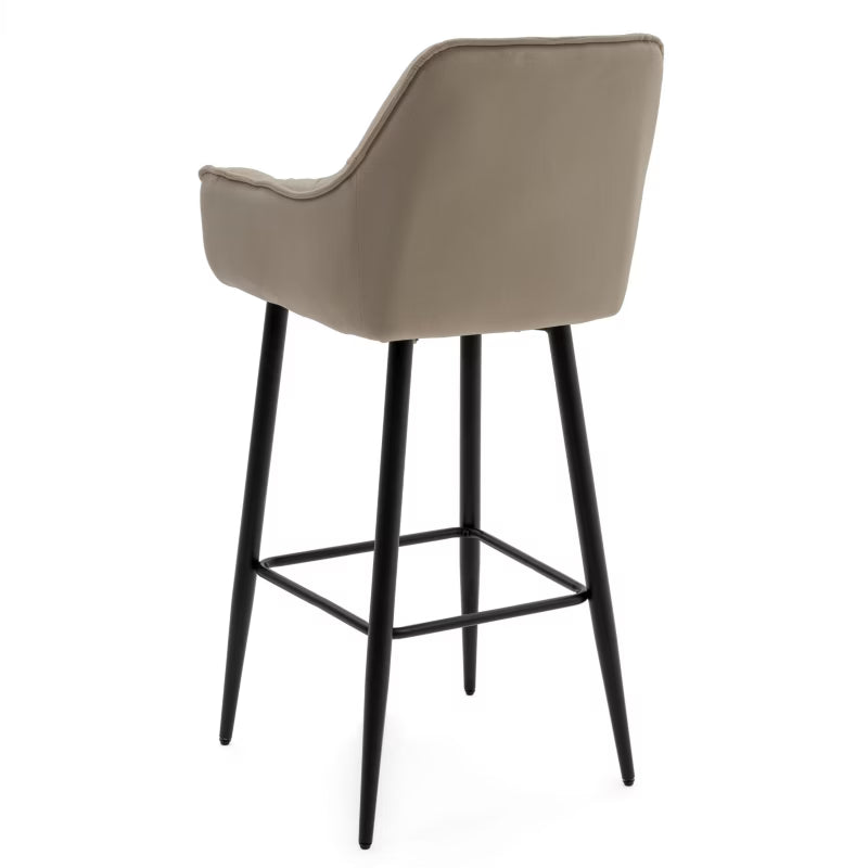 Barstol SIENA Mørk Beige Fløjl med Armlæn