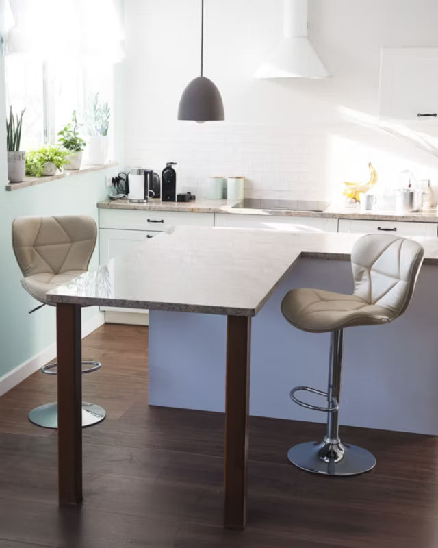 Barstol Valetta Drejelig Kunstlæder Lys Beige 2-Pak