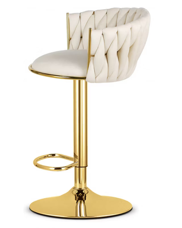 Barstol Velour 51x50 cm Beige med Guld Fod