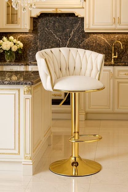Barstol Velour 51x50 cm Beige med Guld Fod