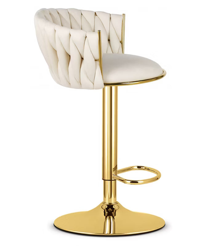 Barstol Velour 51x50 cm Beige med Guld Fod