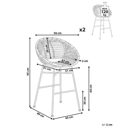 Barstol Windom Rattan Natur 2 Stk